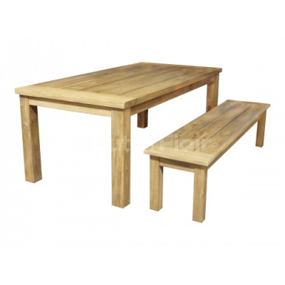 1 400x400 - Teak- Tisch in rustikaler Ausführung mit 5 cm Tischplattenrahmen 220x100 cm Höhe 78 cm