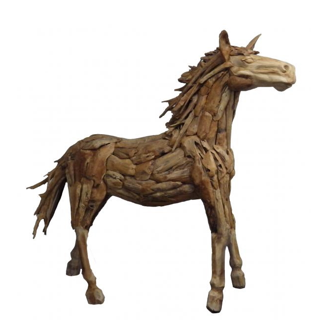 Pferd groß aus Wurzelteak 200×50 x Höhe 195 cm