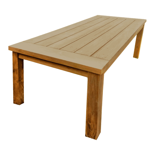2916 - Teak- Tisch in rustikaler Ausführung mit 5 cm Tischplattenrahmen 180x90 cm Höhe 78 cm