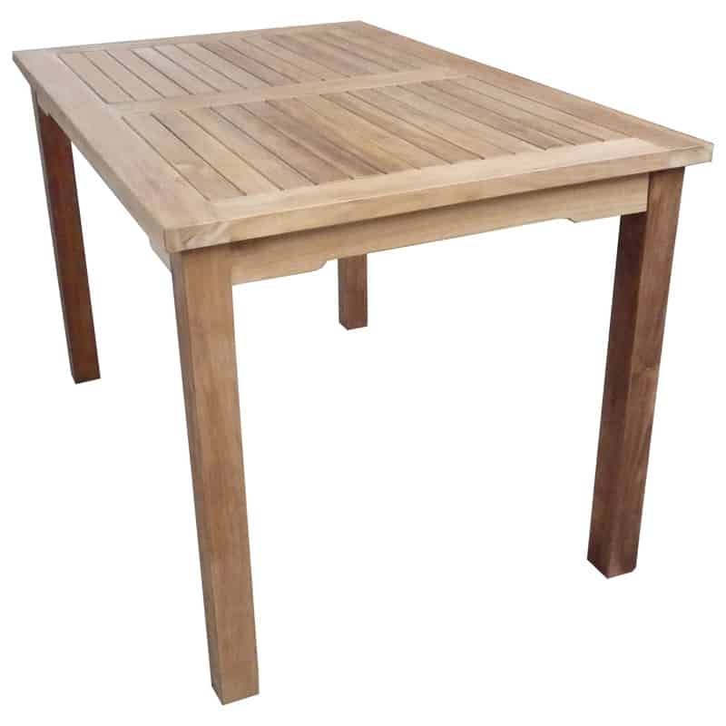 Teak- Tisch mit 8 cm festen Beinen 200 x 90 cm Höhe 75 cm