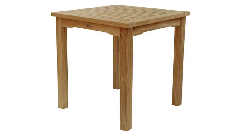 Teak- Tisch mit 6 cm festen Beinen 75 x 75 cm Höhe 75 cm