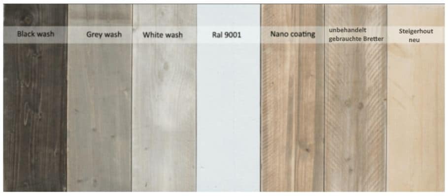 Farbanstriche Holzbretter 1 - Tisch mit Stahlfüse H-Form