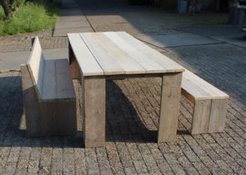 Gartenmöbel-Set Ameland, Tisch 200×80, 1 Bank + 1 Picknickbank