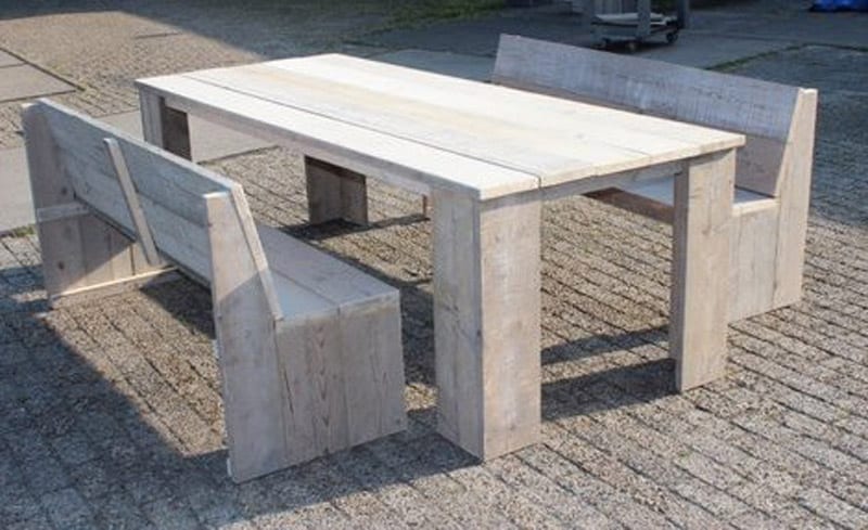 Gartenmöbel-Set Ameland, Tisch 180×80 + 2 Bänke