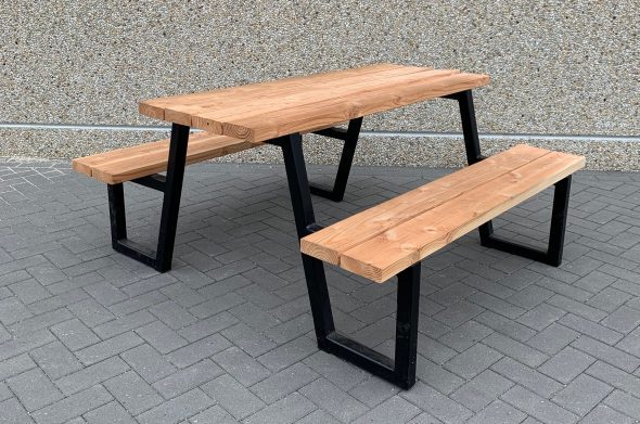 douglashout picknicktafel model Astrid - Picknickbank-Stahlfüße Douglasien-Holz