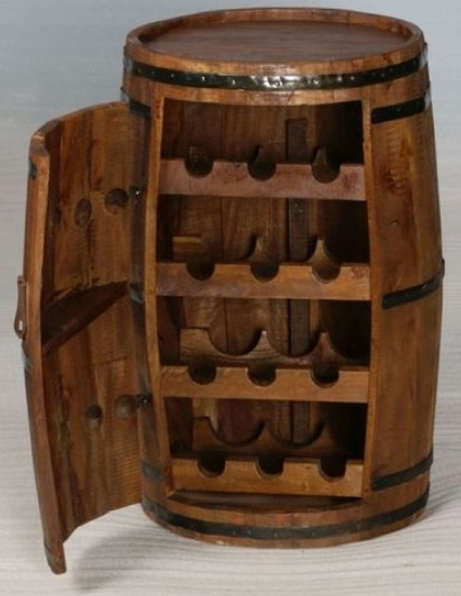 Weinfass für 12 Weinflaschen Mango Holz / Stahl