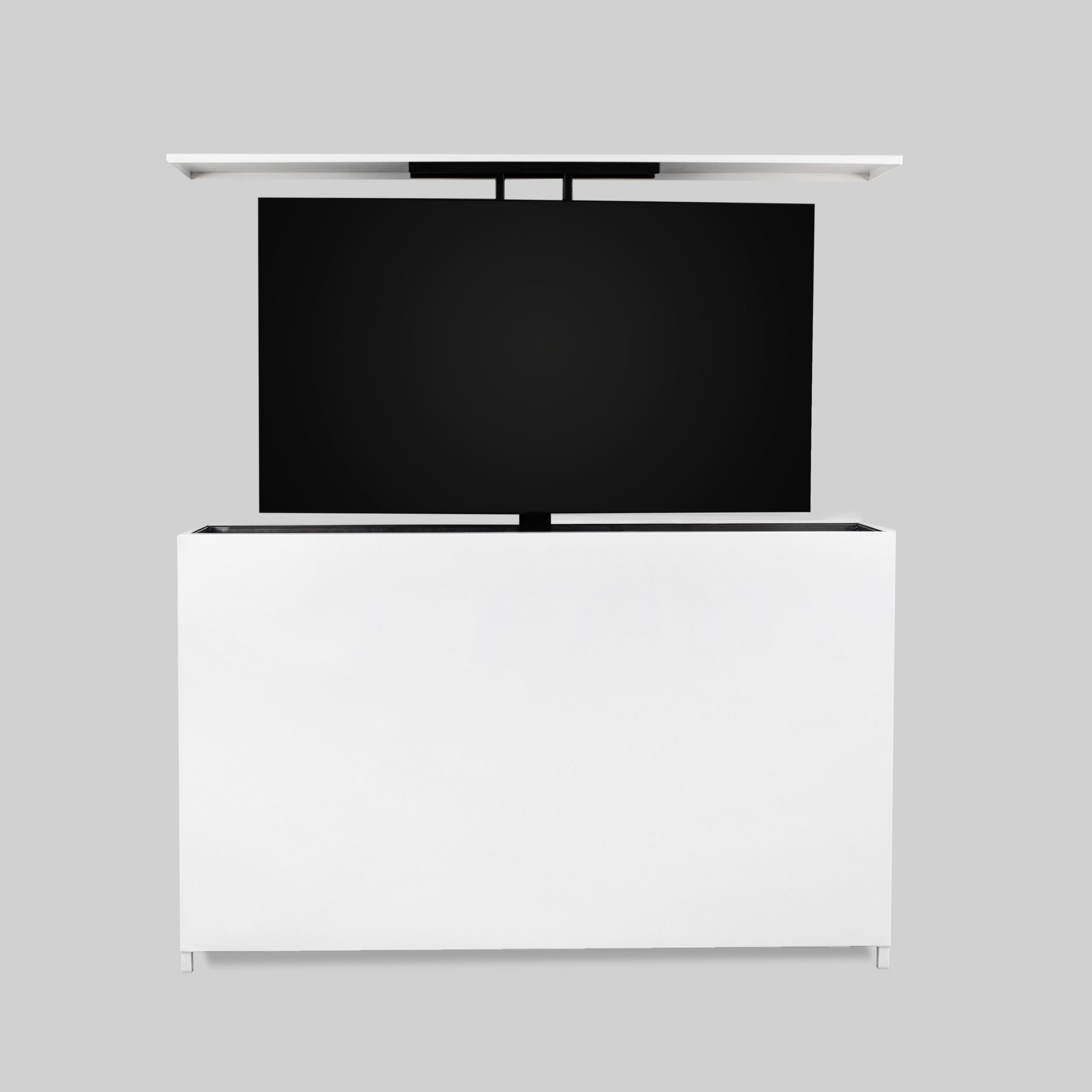Outdoorküche – TV Lift Schrank Edelstahl/ Aluminium weiß – RAL 9003