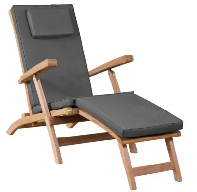 66104 Woodie Deckchair inkl Auflage uni grey 400x391 - Woodie Deckchair inklusive Kissenauflage uni grey