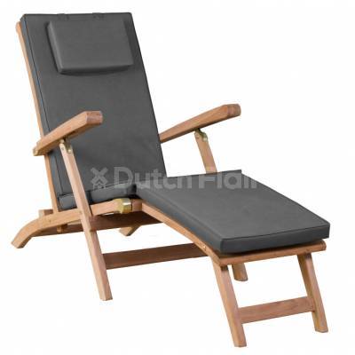 66104 Woodie Deckchair inkl Auflage uni grey 400x400 - Woodie Deckchair inklusive Kissenauflage uni grey